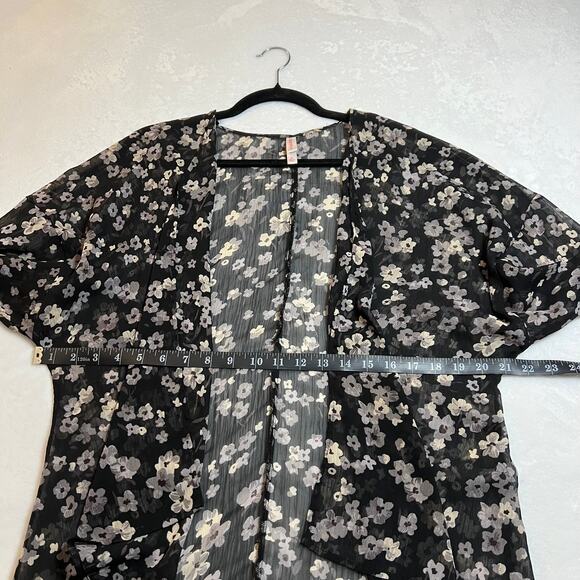 Xhilaration Floral Print Semi Sheer Open Front Kimono Size Medium Lightweight - Picture 6 of 9
